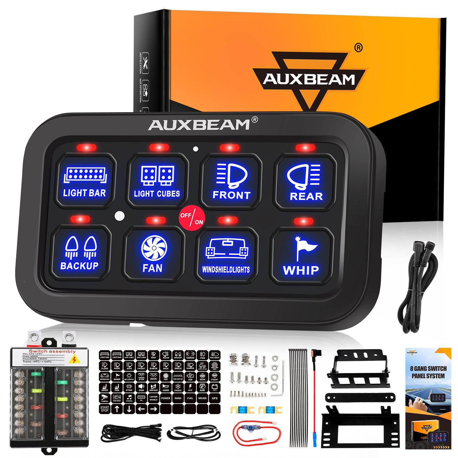 Auxbeam Single Series 6/8-Gang LED Switch Panel – Off-Road Light Controller