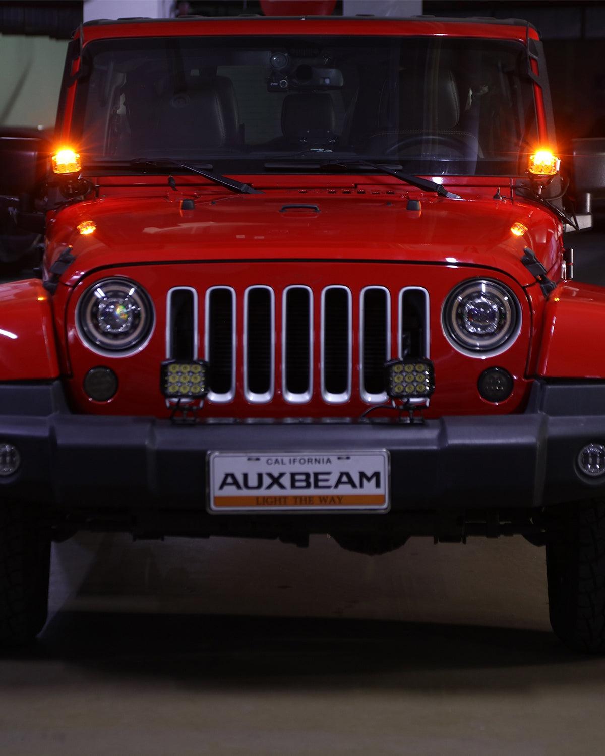 Auxbeam V-MAX Series 4" Square LED Pod Lights – 92W, 8,960LM, Spot Beam, Amber DRL