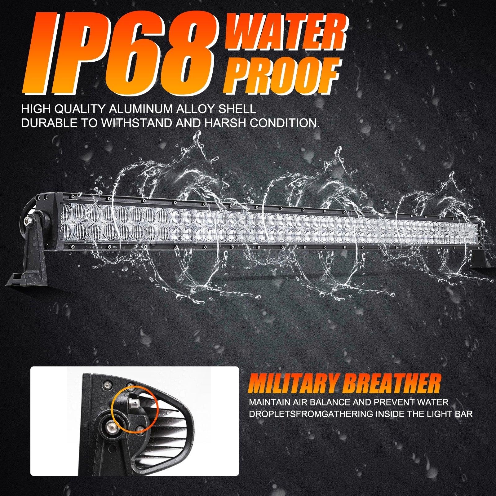 Auxbeam 5D Series 50" LED Light Bar – Straight/Curved, Double Row, Combo Beam