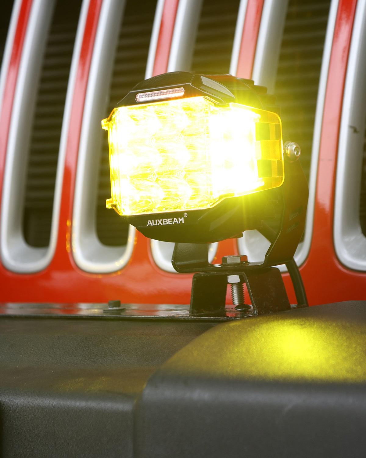 Auxbeam V-MAX Series 5" LED Pod Lights – 168W, 16,440LM, Spot Beam, Amber DRL
