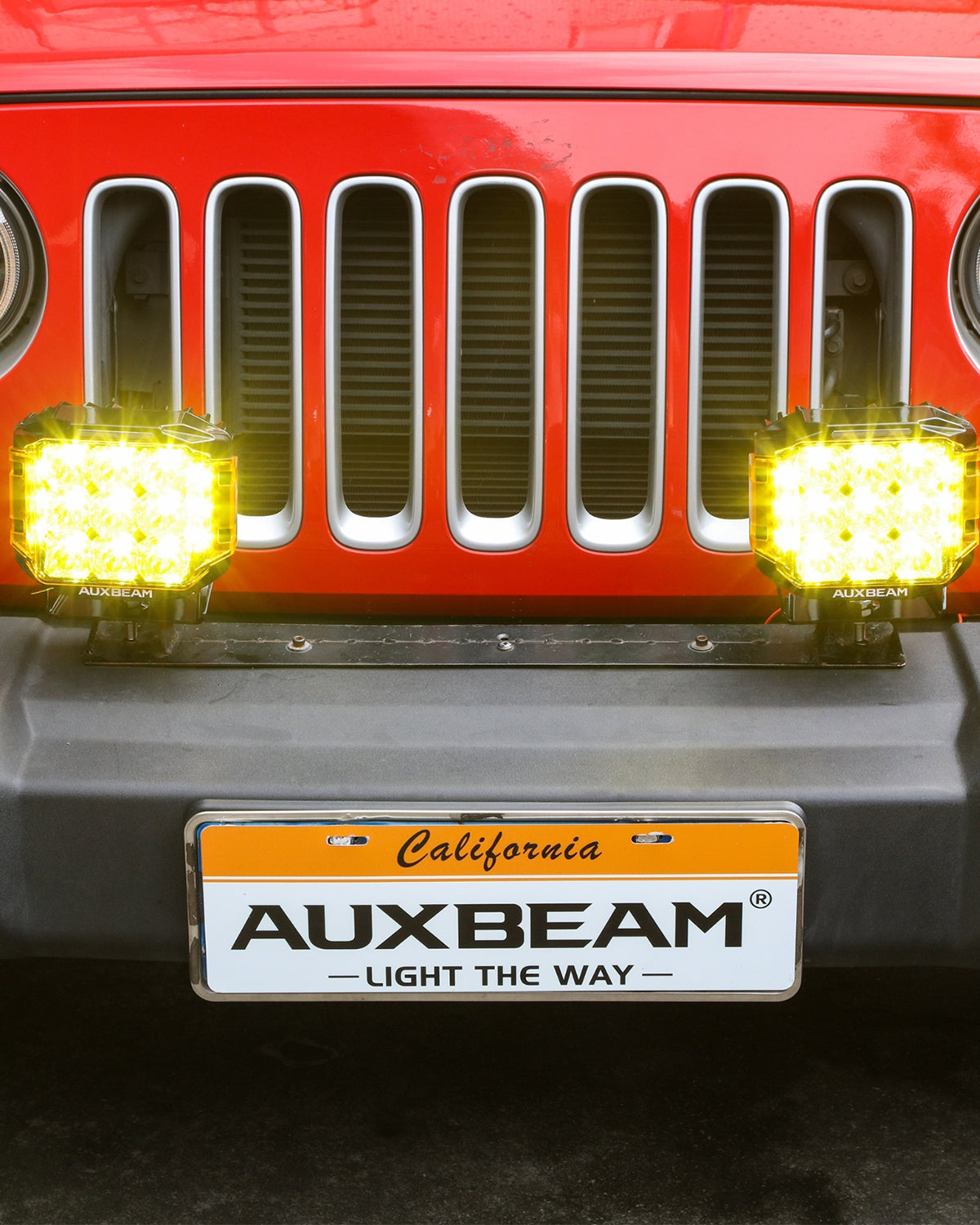 Auxbeam V-MAX Series 7" Square LED Pod Lights – 228W, 26,100LM, Spot Beam Side Shooter, Amber DRL & Backlight
