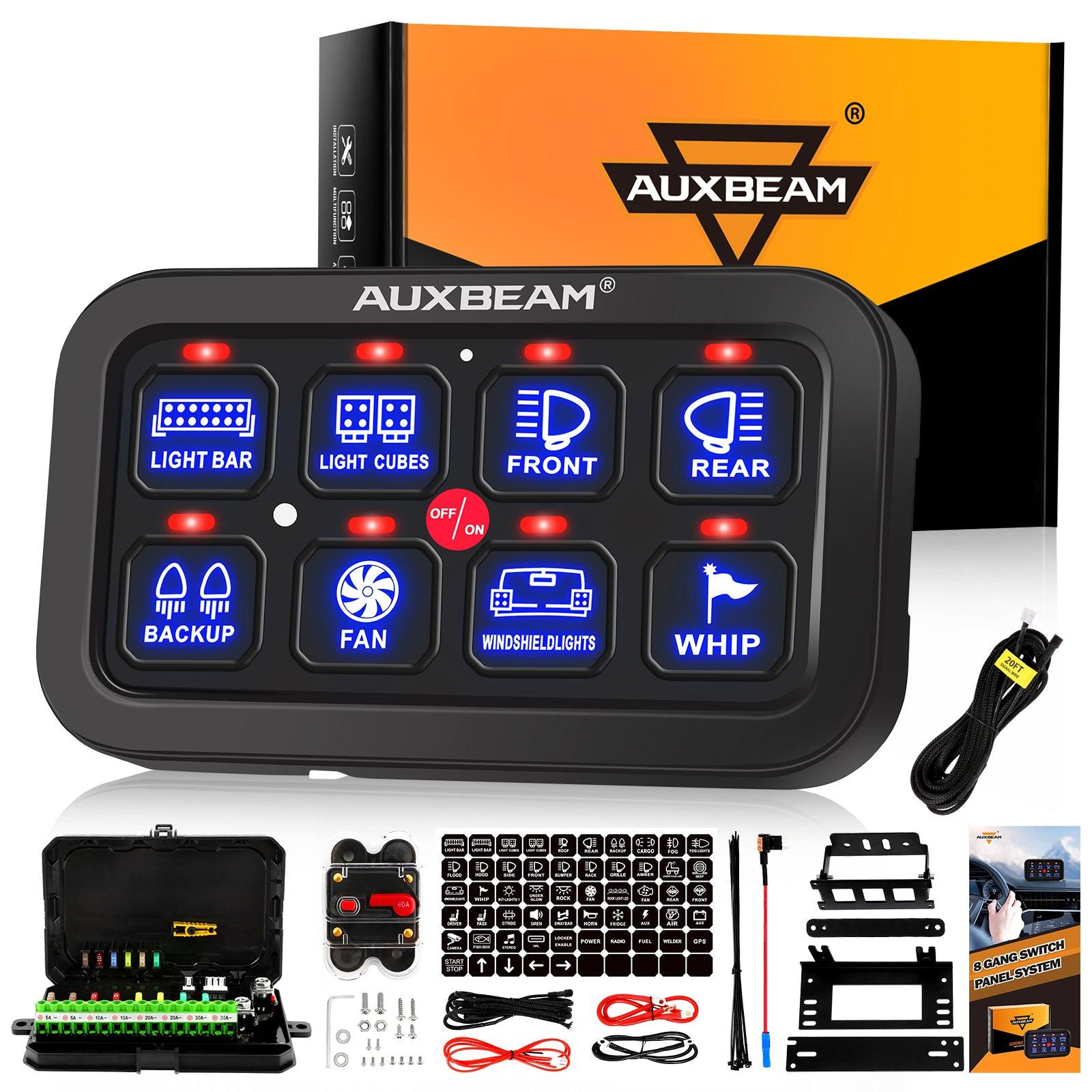 Auxbeam Single Series 6/8-Gang LED Switch Panel – Off-Road Light Controller