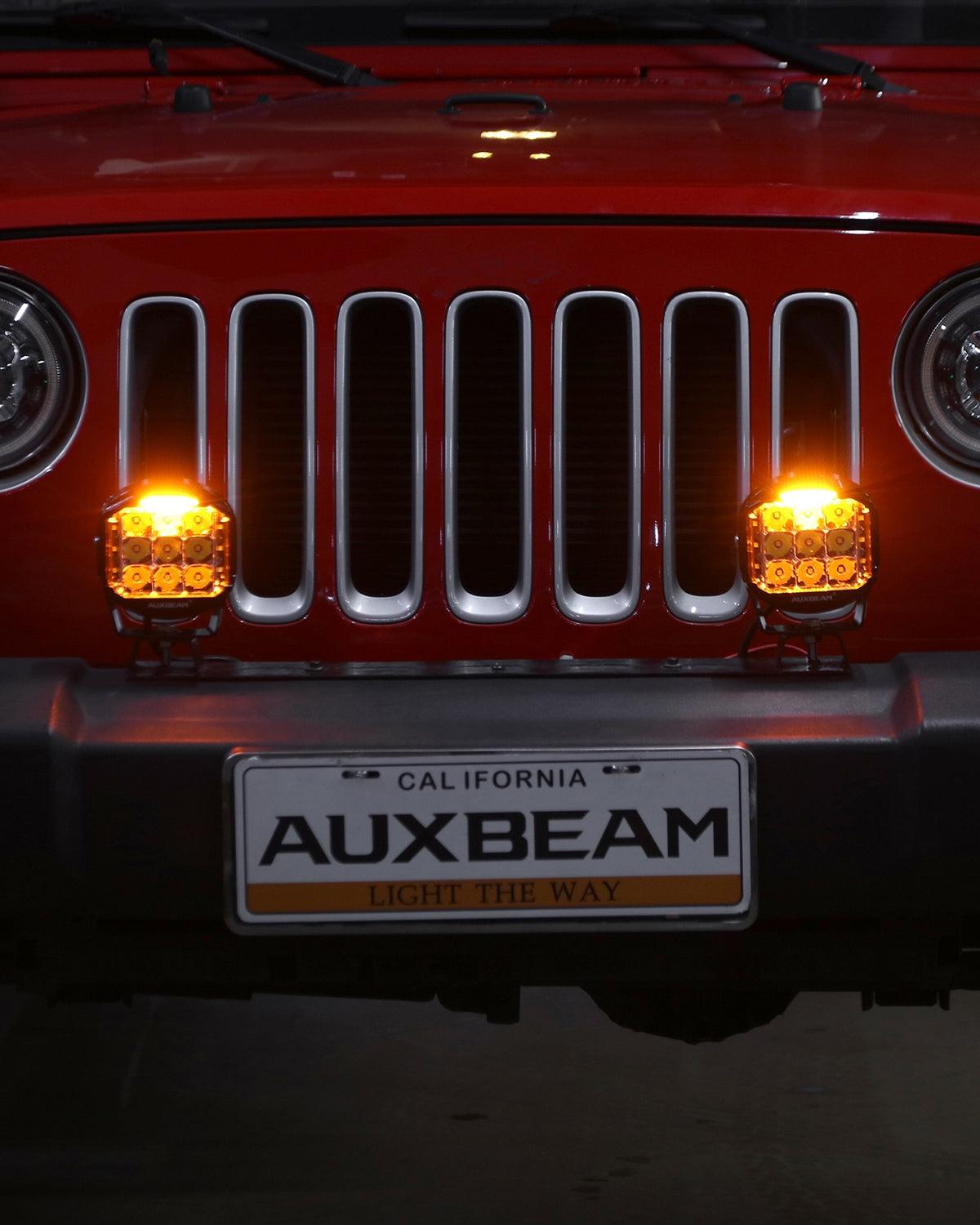 Auxbeam V-MAX Series 5" LED Pod Lights – 168W, 16,440LM, Spot Beam, Amber DRL
