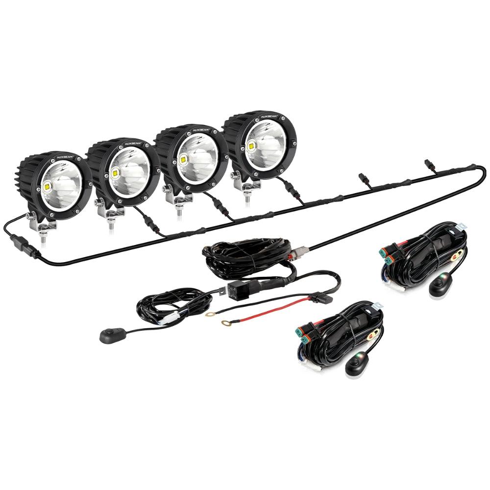 Auxbeam C4 Series 4" 100W Round LED Driving Lights – Spot Beam, White LED Pods