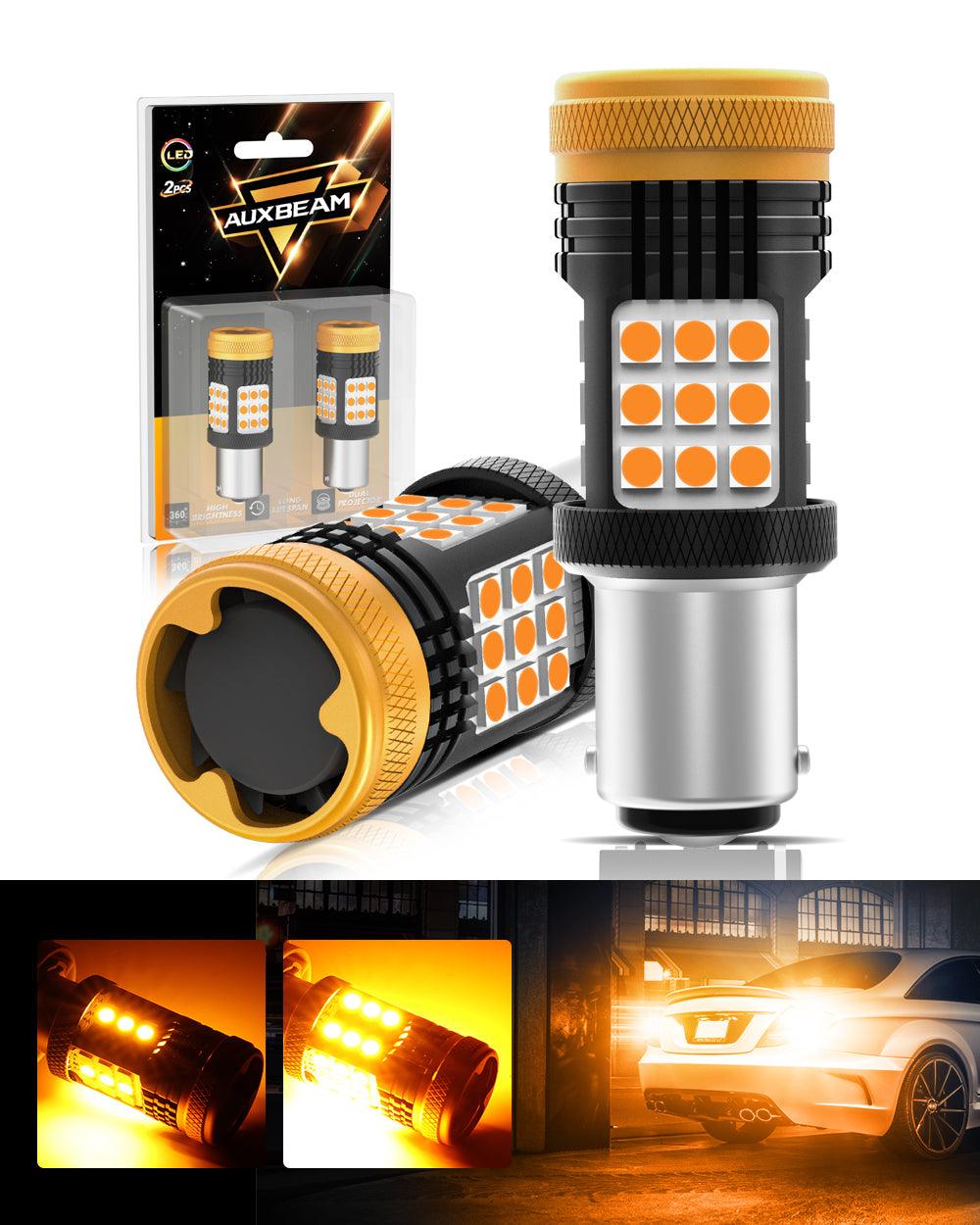Auxbeam 1157 / 1156 / BAY15D / BA15S / BAU15S LED Bulbs – White / Amber / Red, CANBUS Error-Free, No Hyper Flash, Turn Signal / DRL / Brake / Tail / Reverse Lights, Fan Cooling (2 Pack)