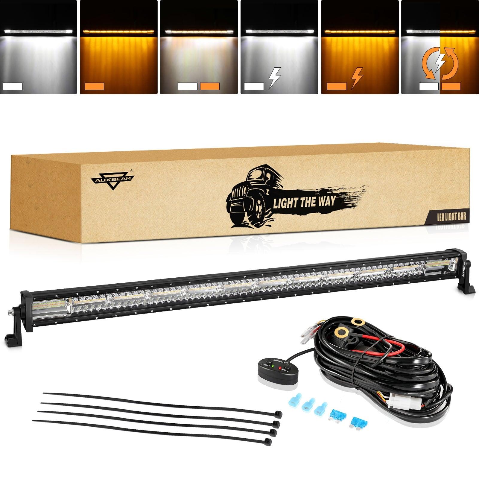 Auxbeam 6 Modes Series 50" LED Light Bar – Straight, White & Amber, Off-Road