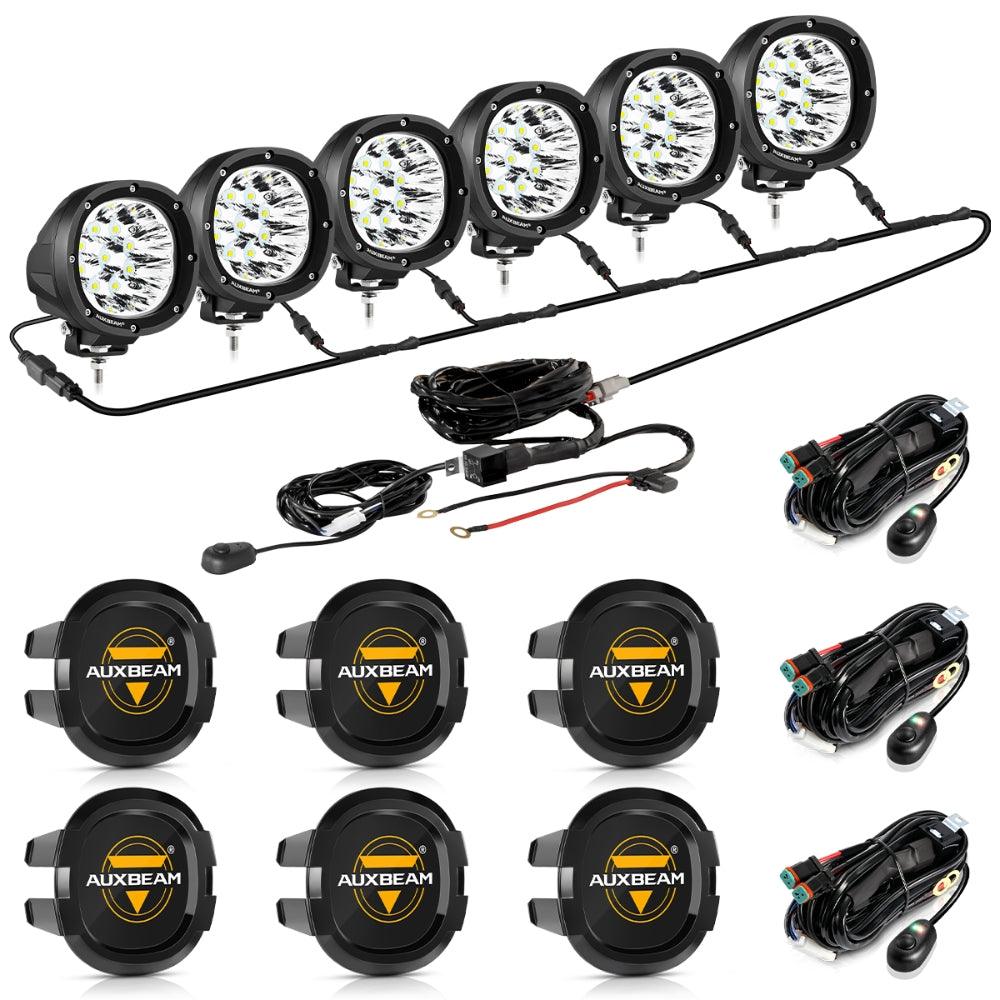 Auxbeam P4 Series 4" 90W Round LED Driving Lights – Spot Beam, White Pod Lights