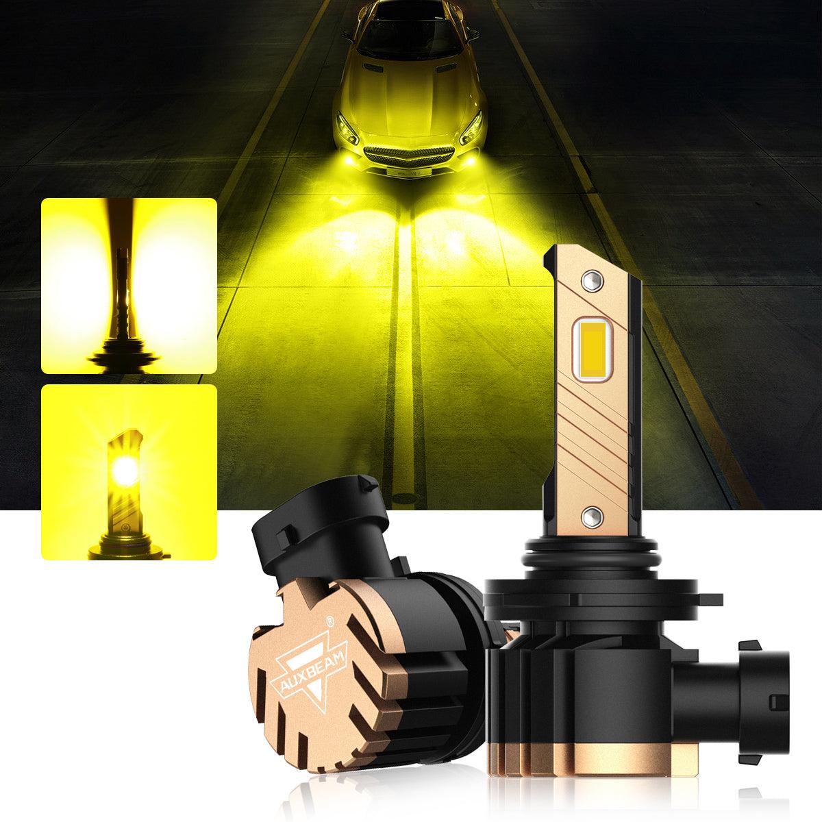 Auxbeam 9006 / HB4 LED Fog Light & DRL Bulbs – Z3 Series, 44W, 8000LM, 3000K Golden Yellow (2 Pack)