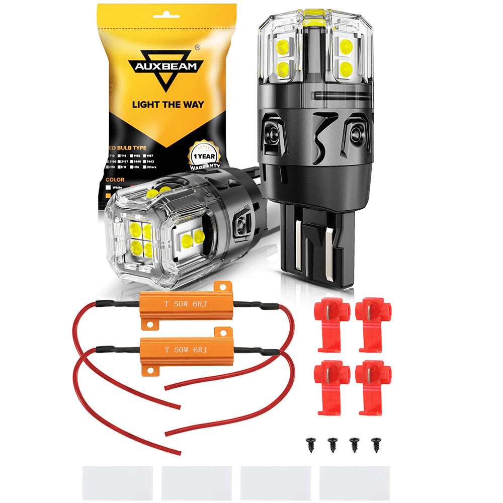 Auxbeam T20 / 7443 / 7440 LED Bulbs – B52 Series, Backup/Reverse/Turn Signal/Brake/Tail Lights, 13W, 500% Brighter, 6500K White, CAN-Bus Error-Free (2 Pack)