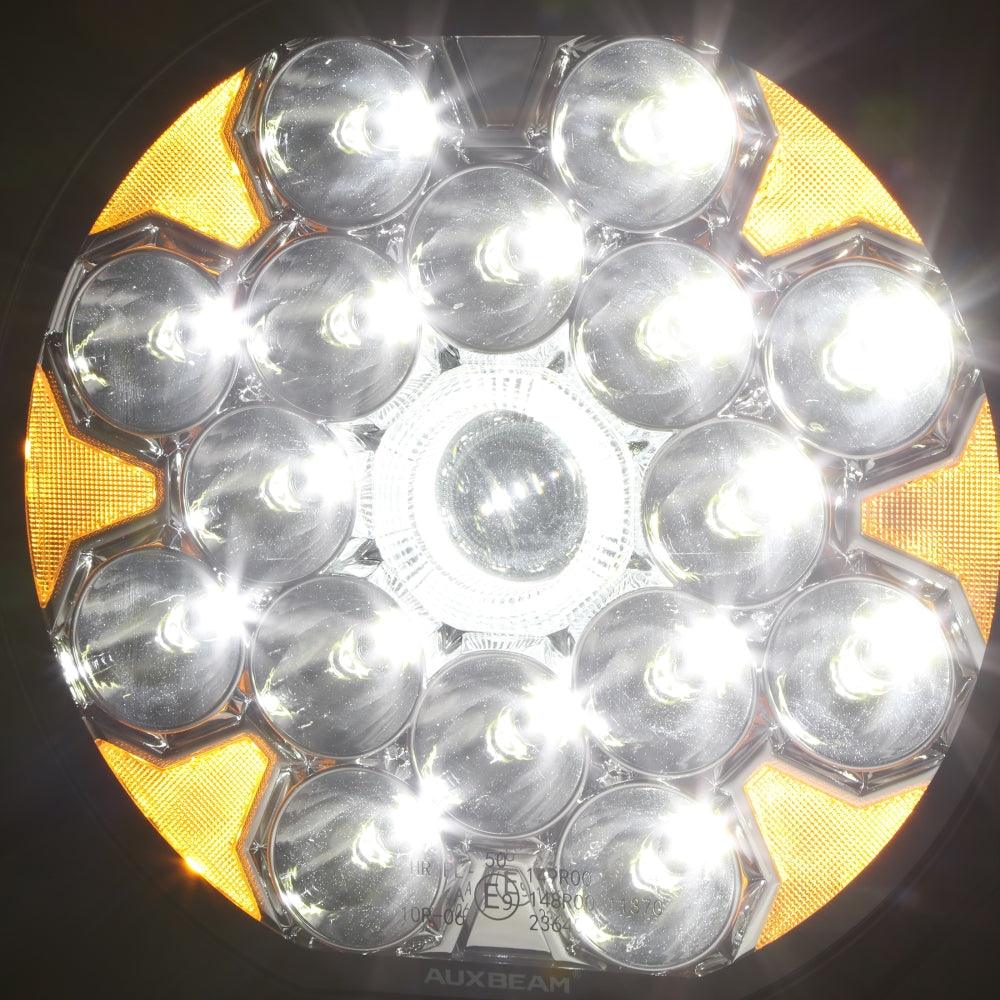 Auxbeam 360-ULTRA Series 8.5" LED Driving Light – 220W, White DRL & Amber Turn Signal
