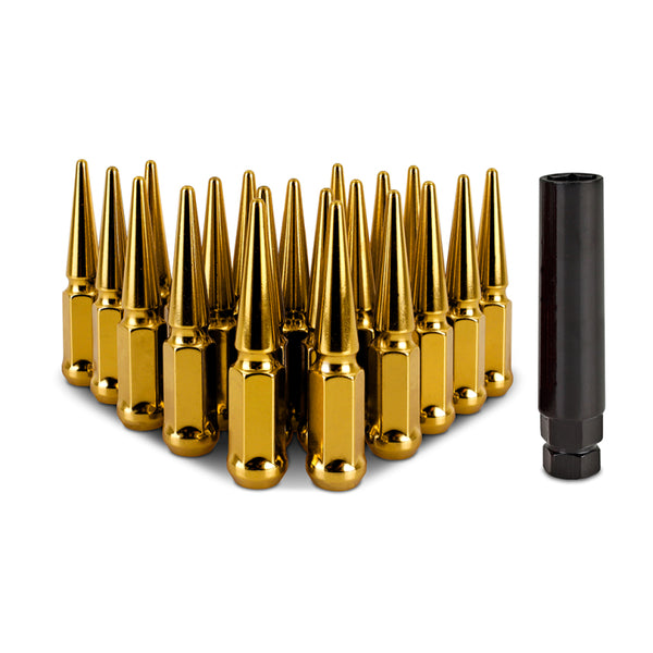 JDM Gold Spiked Lug Nuts With Adapter - 20-Piece Set, M12x1.5 Thread JDM Gold Spiked Lug Nuts With Adapter - 20-Piece Set, M12x1.5 Thread