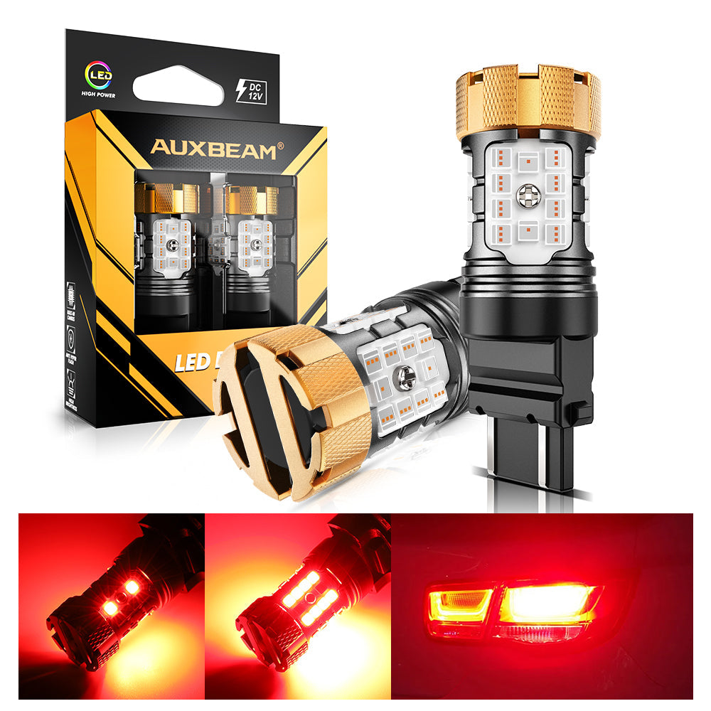 Auxbeam T25 / 3157 / 3156 LED Brake & Tail Light Bulbs – B21-PRO Series, 50W, 4000LM, Red, CAN-Bus Error-Free (2 Pack)