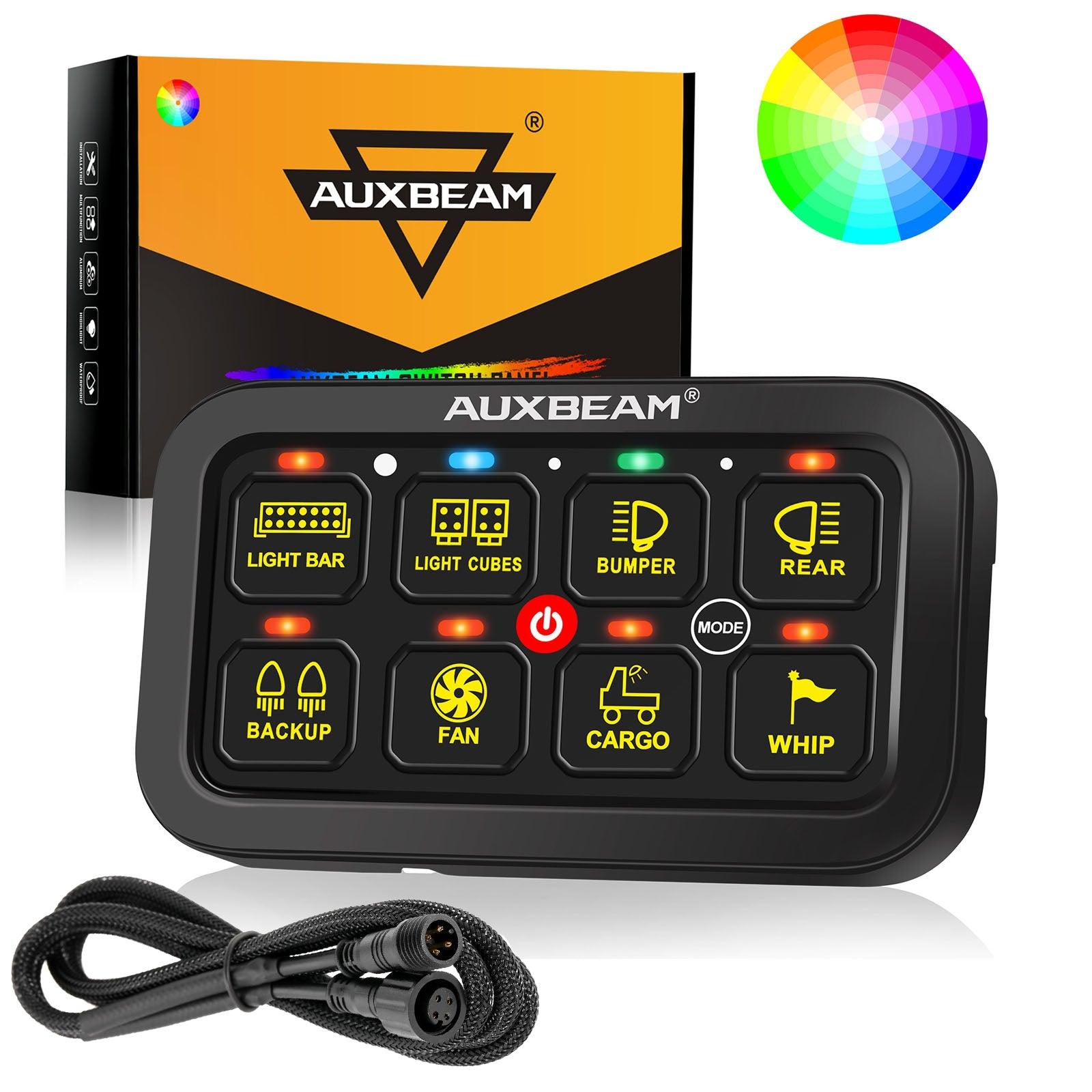 Auxbeam RGB Series 8 Gang (RB80) Switch Panel, Toggle/ Momentary/ Pulsed Mode Supported (Two-Sided Outlet)