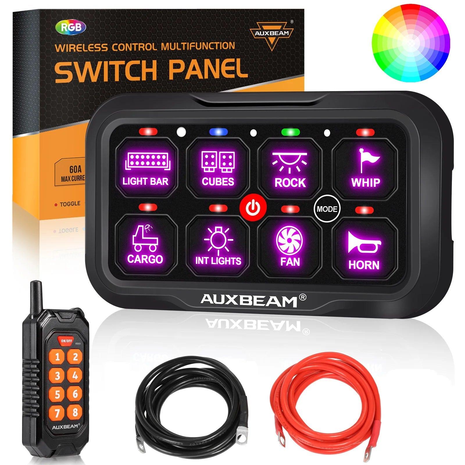 Auxbeam RC Series RC-800 RGB Switch Panel – Remote Control, Toggle/Momentary/Pulsed, One-Sided Outlet