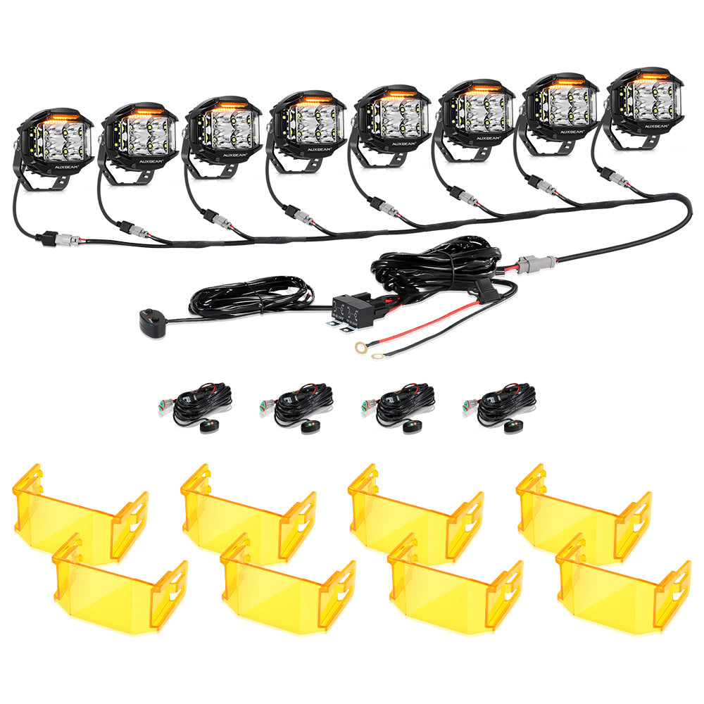 Auxbeam V-MAX Series 4" LED Pod Lights – 92W, 8,960LM, Spot Beam, Amber DRL