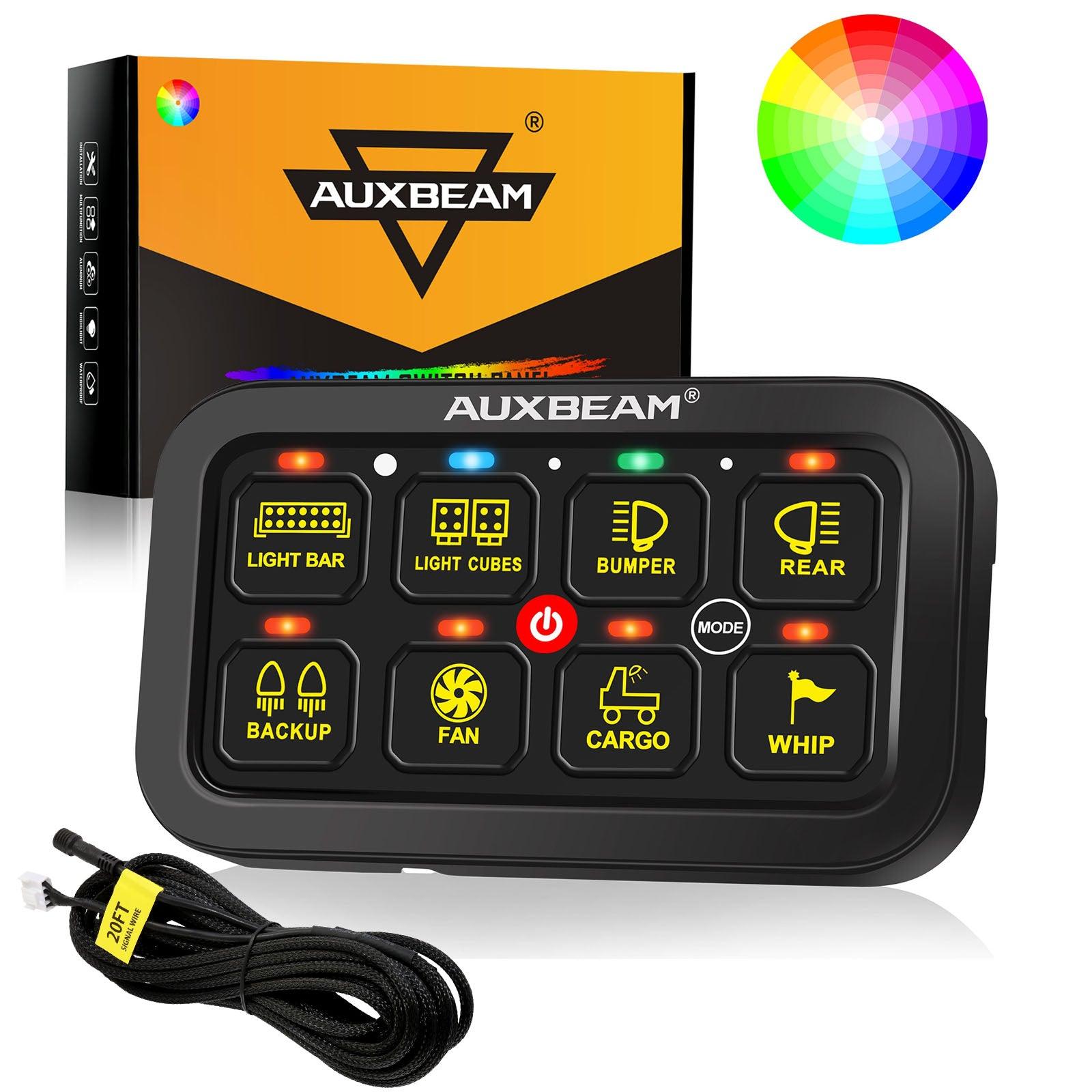 Auxbeam RGB Series 8 Gang (RB80) Switch Panel, Toggle/ Momentary/ Pulsed Mode Supported (Two-Sided Outlet)