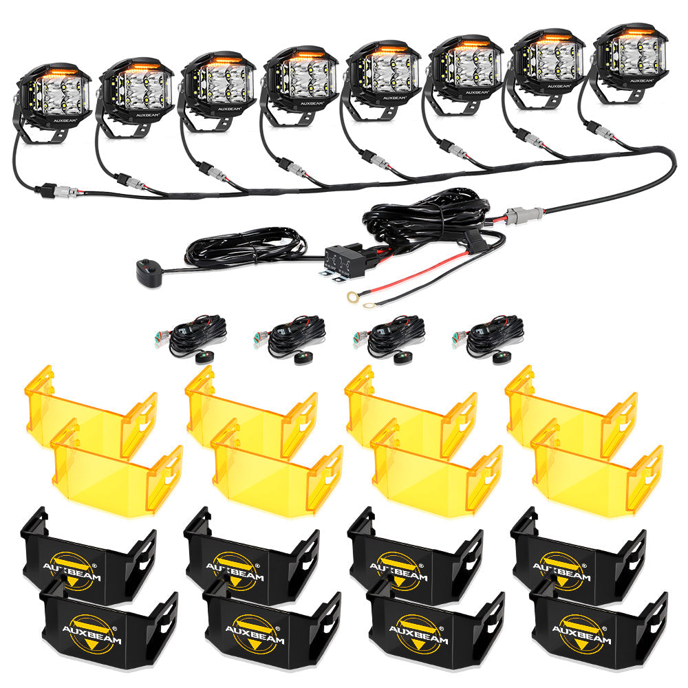 Auxbeam V-MAX Series 4" LED Pod Lights – 92W, 8,960LM, Spot Beam, Amber DRL