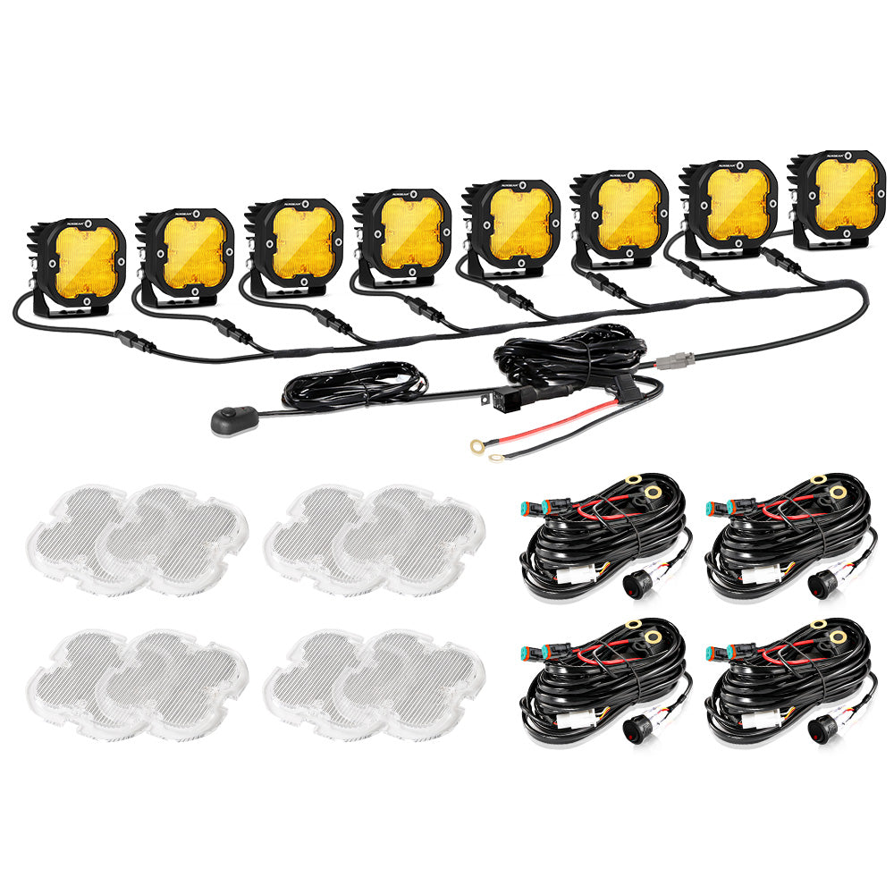 Auxbeam XP-ULTRA Series 3" LED Pods – 80W, Flood Beam, Amber & White