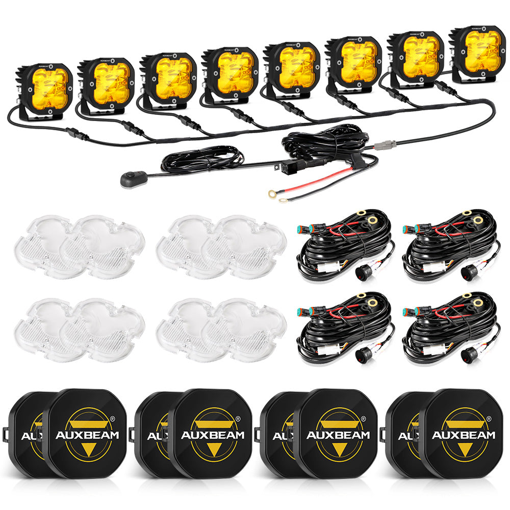 Auxbeam XP-ULTRA Series 3" LED Pods – 80W, Combo Beam, Amber & White