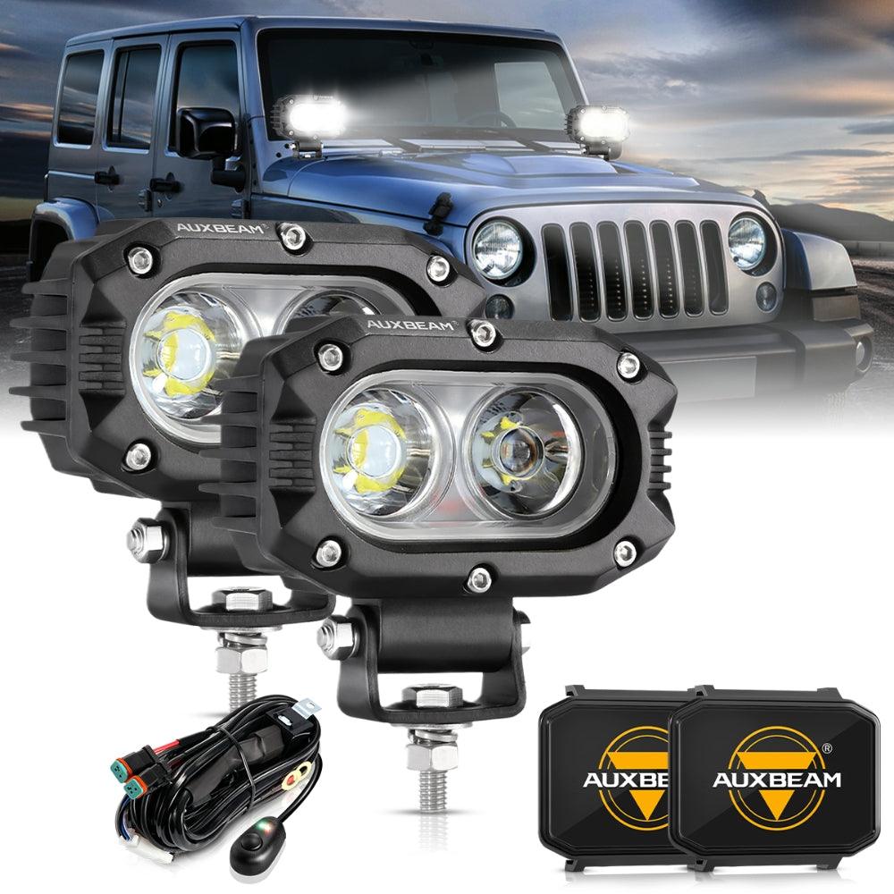 Auxbeam R4 Series 4" LED Pod Lights – 60W, White Flood Beam
