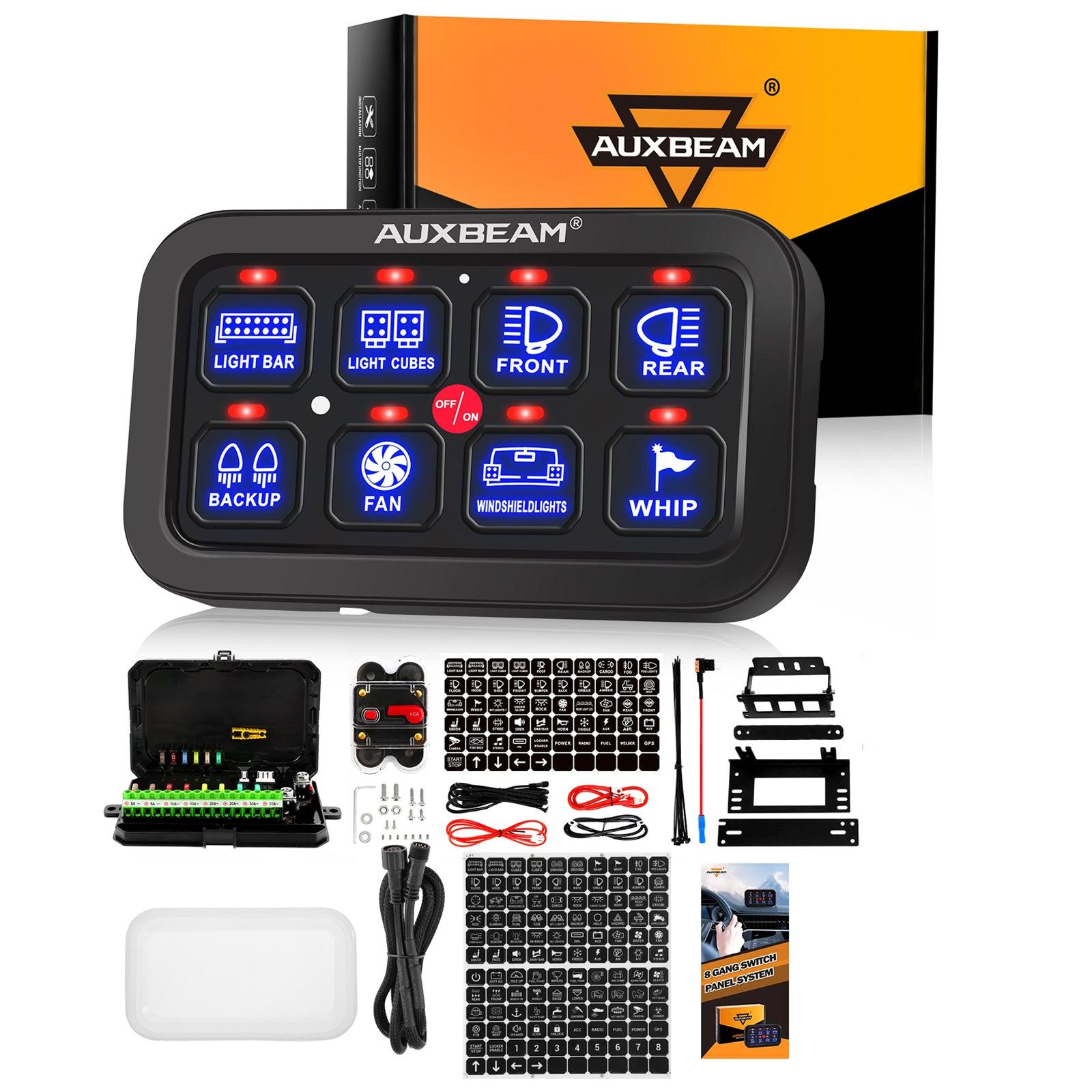 Auxbeam Single Series 6/8-Gang LED Switch Panel – Off-Road Light Controller