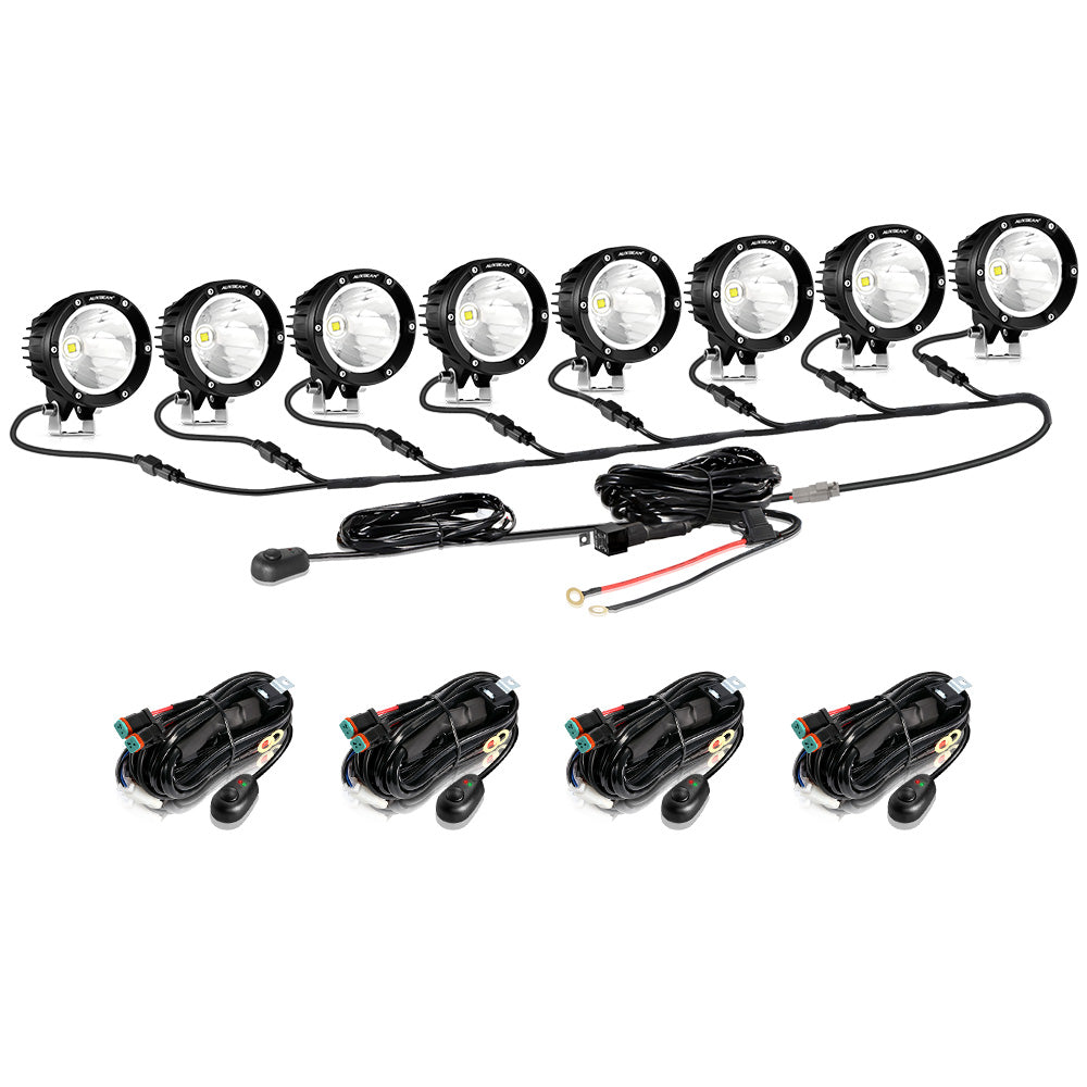 Auxbeam C4 Series 4" 100W Round LED Driving Lights – Spot Beam, White LED Pods