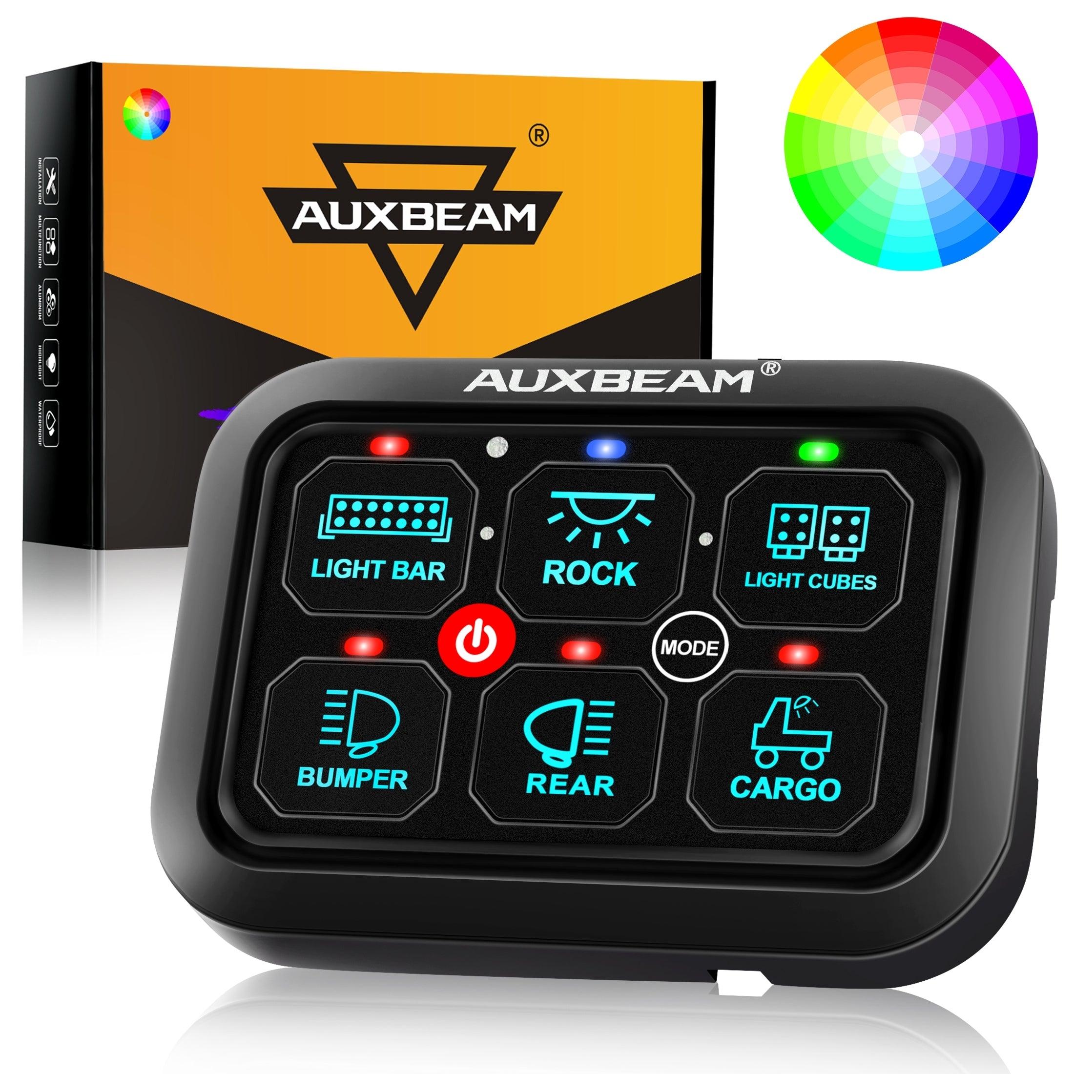 Auxbeam RGB Series 6 Gang (RA60) Switch Panel, Toggle/ Momentary/ Pulsed Mode Supported (One-Sided Outlet)