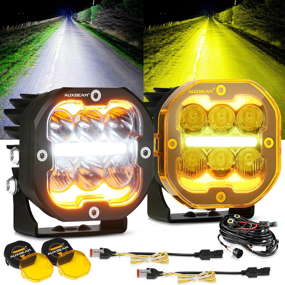 Auxbeam XP-ULTRA Series 3" LED Combo Pod Lights – 84W, White DRL & Amber Turn Signal