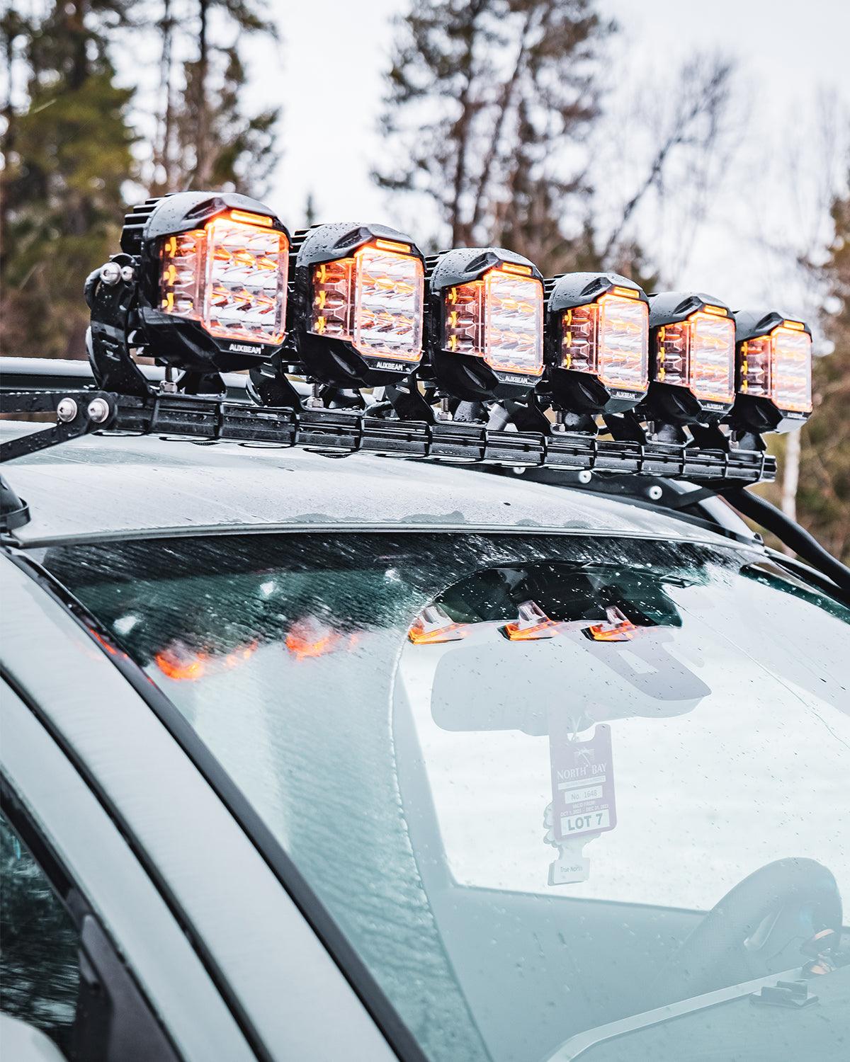 Auxbeam V-MAX Series 4" Square LED Pod Lights – 92W, 8,960LM, Spot Beam, Amber DRL