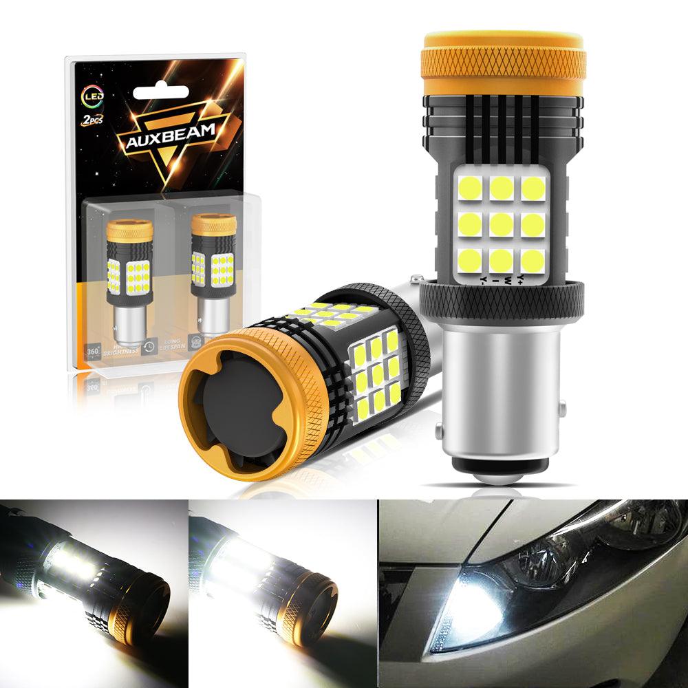 Auxbeam 1157 / 1156 / BAY15D / BA15S / BAU15S LED Bulbs – White / Amber / Red, CANBUS Error-Free, No Hyper Flash, Turn Signal / DRL / Brake / Tail / Reverse Lights, Fan Cooling (2 Pack)