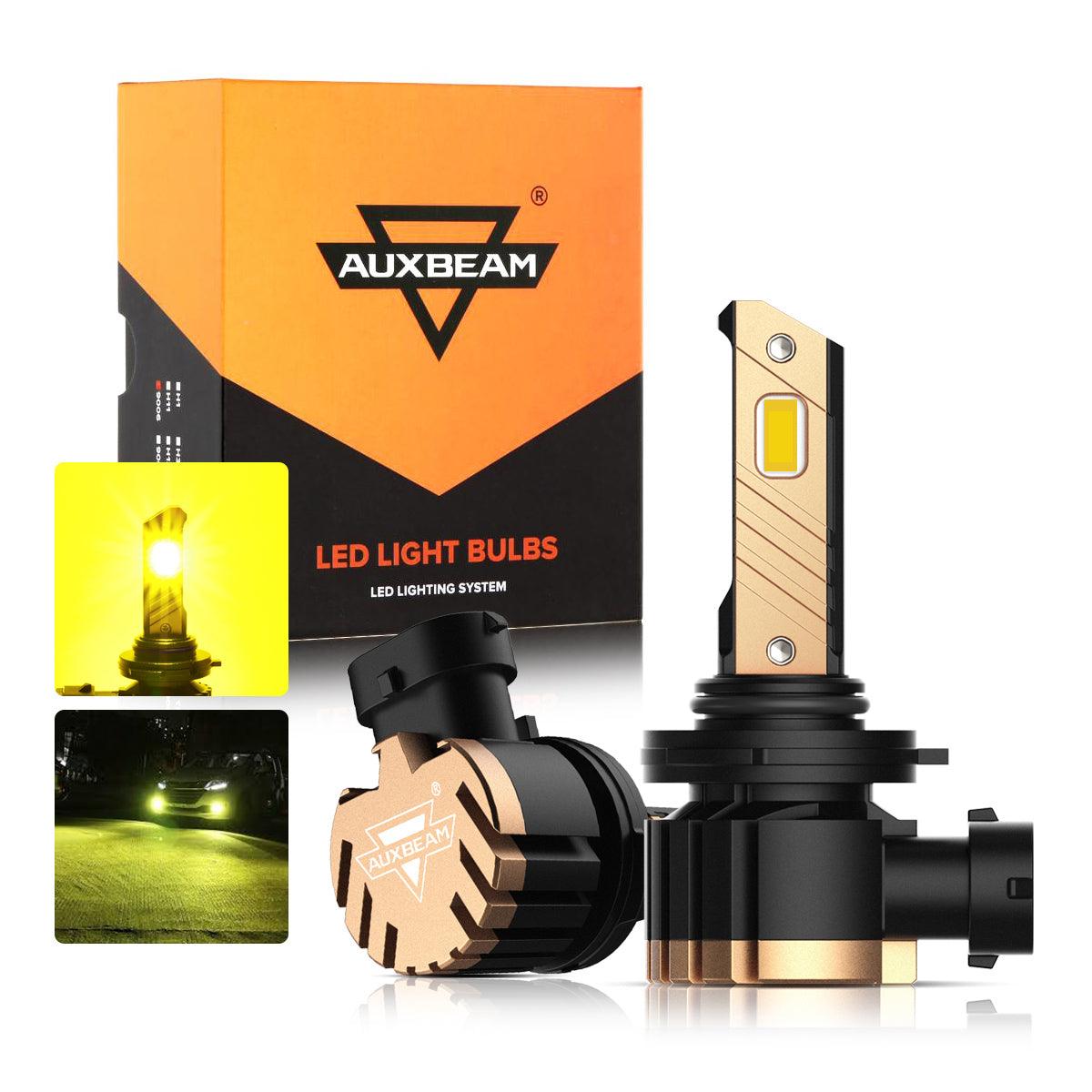 Auxbeam 9006 / HB4 LED Fog Light & DRL Bulbs – Z3 Series, 44W, 8000LM, 3000K Golden Yellow (2 Pack)