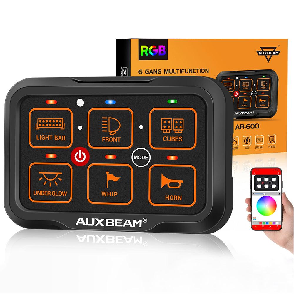 Auxbeam AR Series AR-600 6-Gang RGB Switch Panel – App Control, Toggle/Momentary/Pulsed, One-Side Output