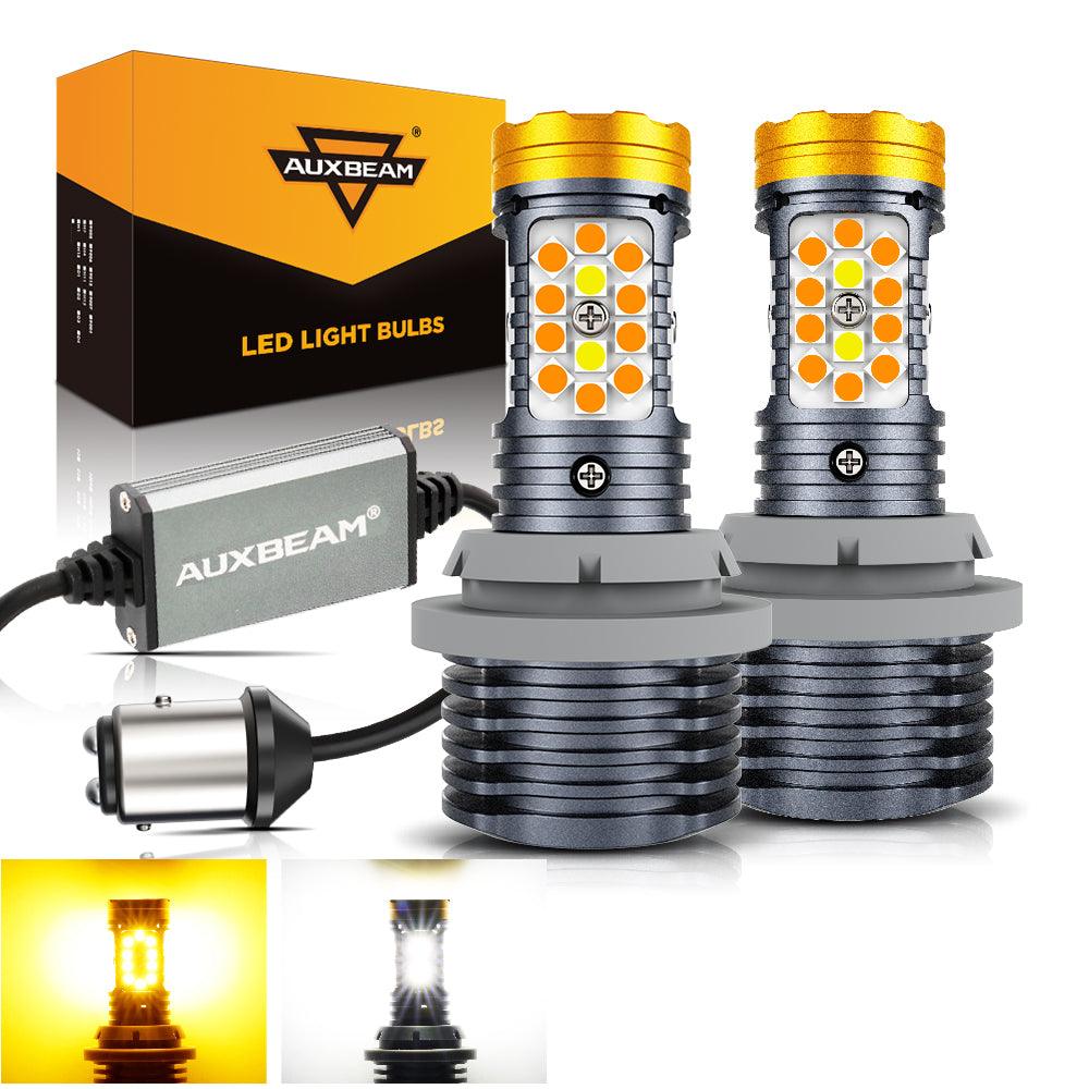 Auxbeam 1157 BAY15D LED Turn Signal & DRL Bulbs – B31 Series, 800% Brighter, Switchback White & Amber, CAN-Bus Error-Free (2 Pack)