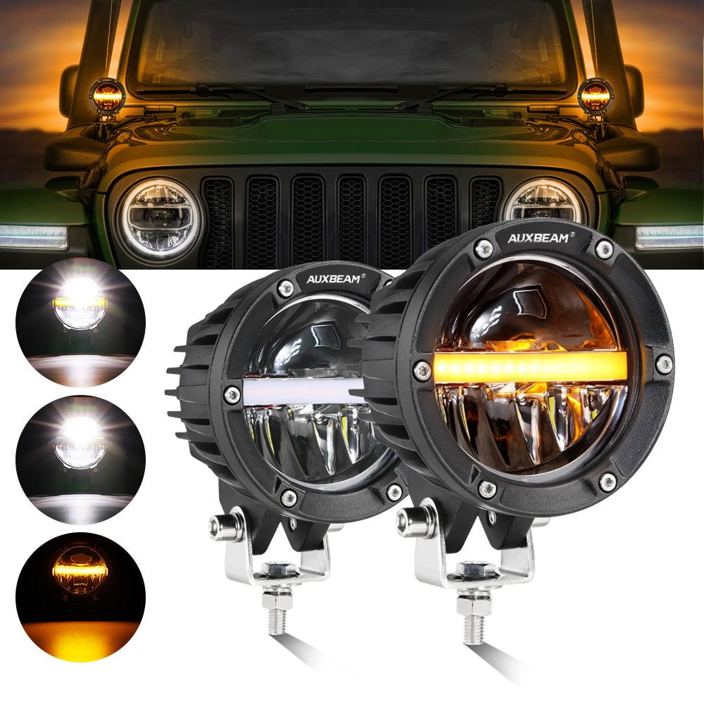 Auxbeam C4 Series 4" LED Pods – 110W, 11,000LM, Amber DRL