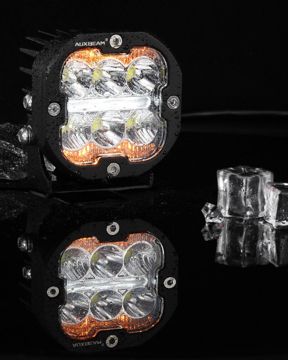 Auxbeam XP-ULTRA Series 3" LED Combo Pod Lights – 84W, White DRL & Amber Turn Signal