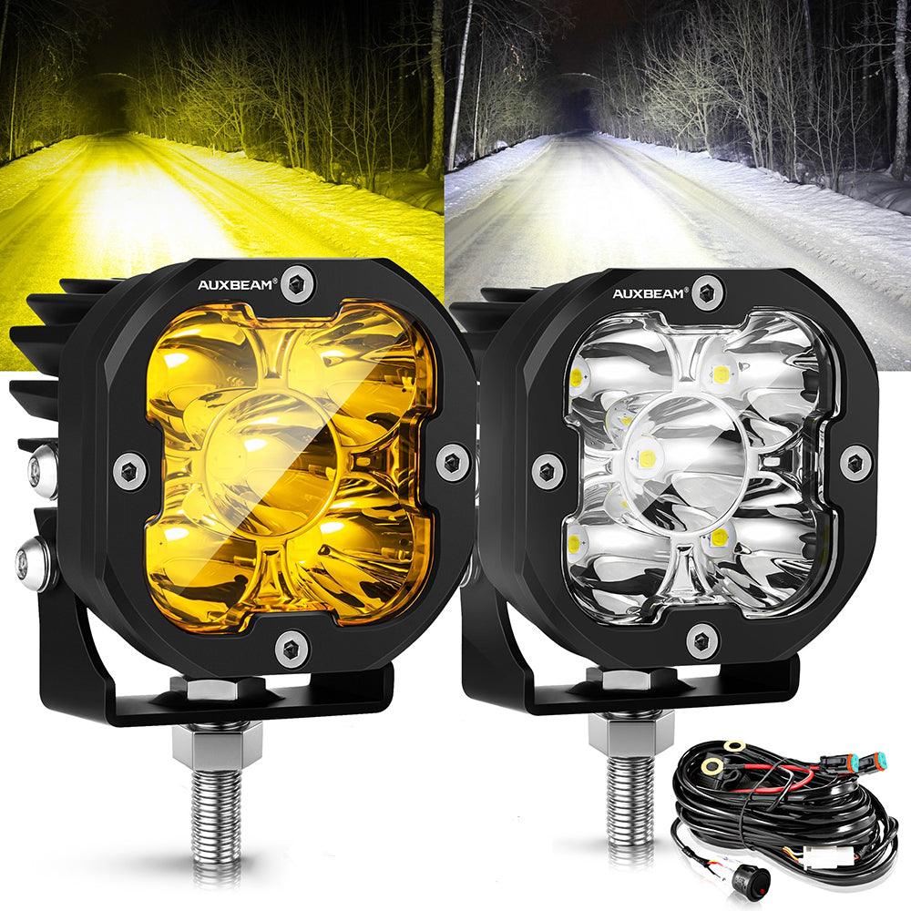 Auxbeam XP-ULTRA Series 3" LED Pods – 80W, Spot Beam, Amber & White