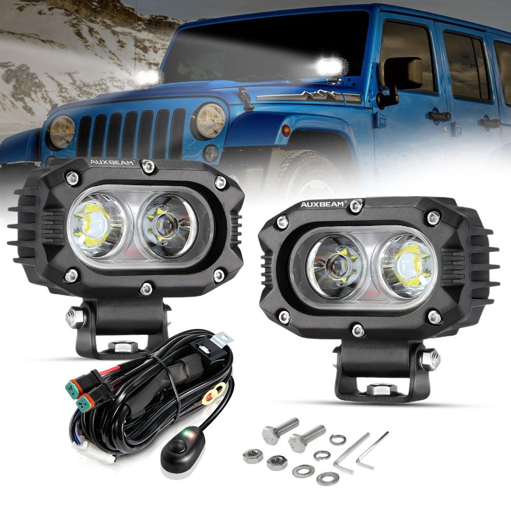 Auxbeam R4 Series 4" LED Pod Lights – 60W, White Flood Beam
