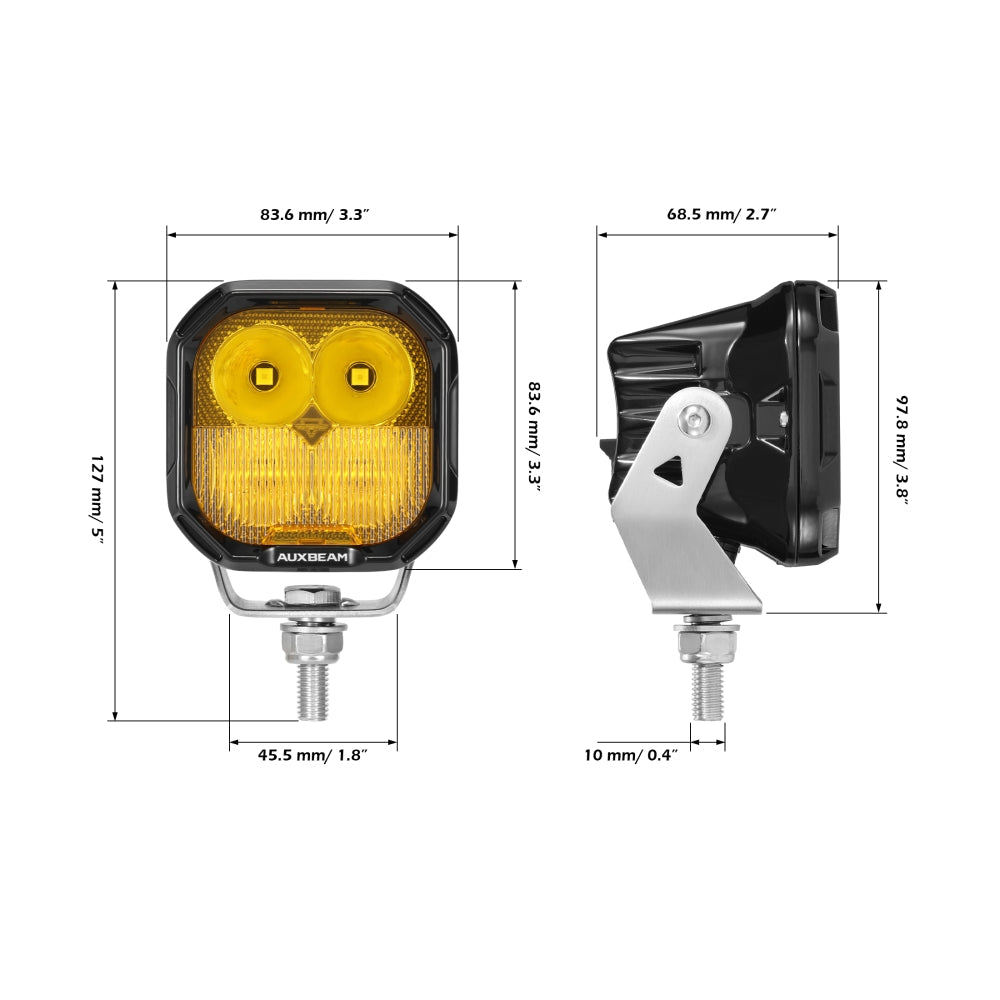 Auxbeam Color Play Series 3" RGB LED Pod Lights – 116W, Combo Beam, 8 Backlight Modes