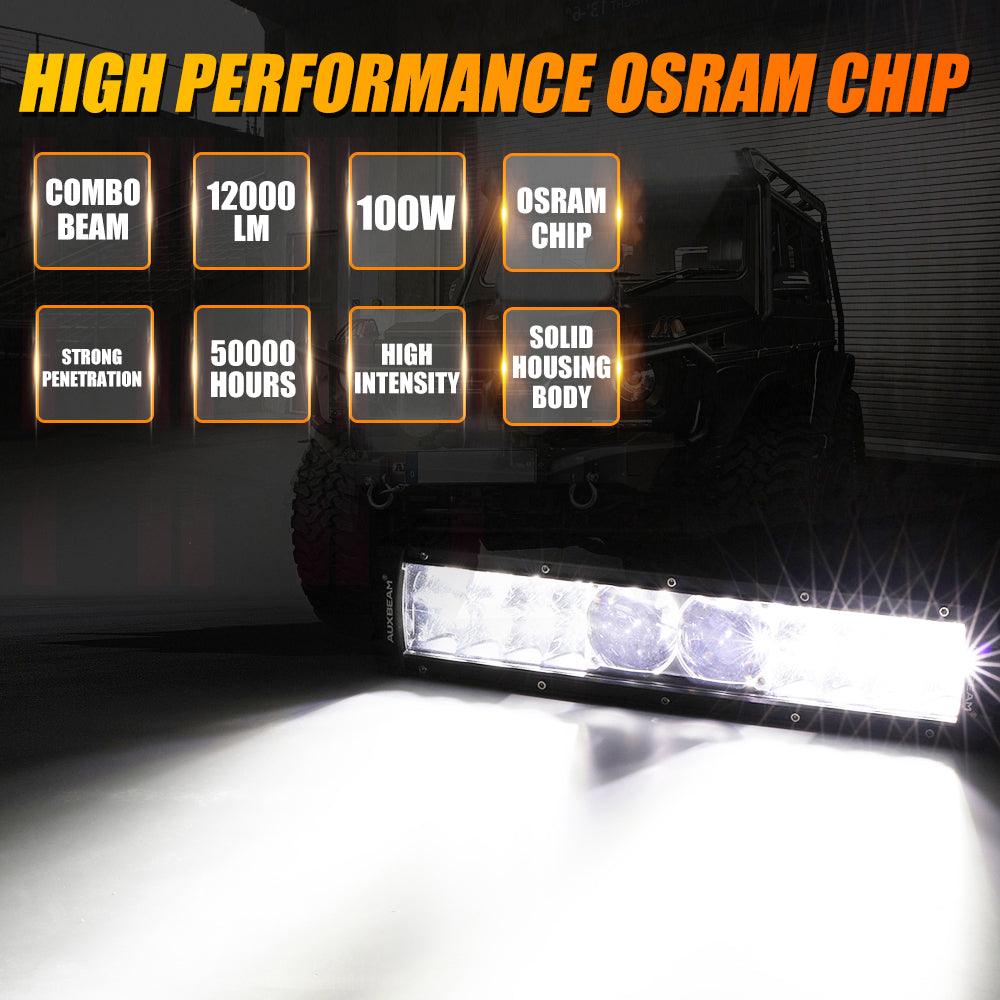 Auxbeam 5D-PRO Series 12" LED Light Bar – 12,000LM, Spot Beam, Off-Road