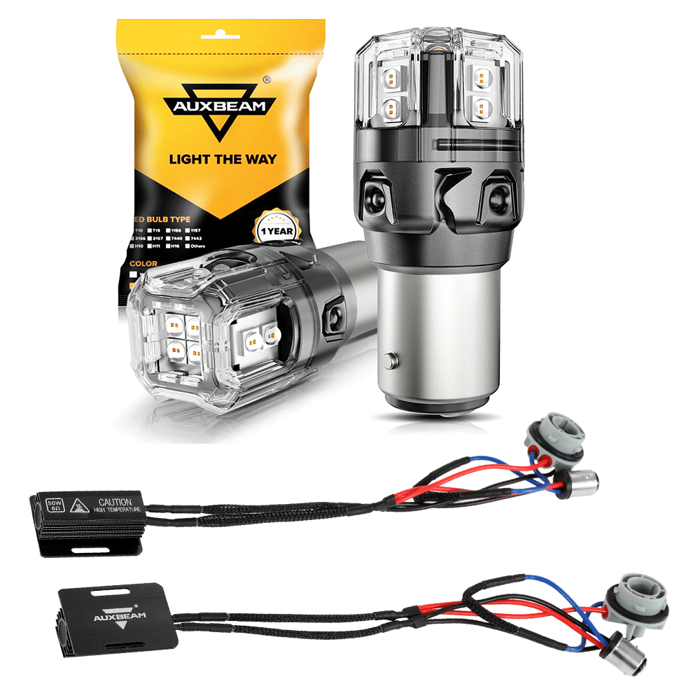 Auxbeam 1157 BAY15D LED Brake & Tail Light Bulbs – B52 Series, 11W, 500% Brighter, Red, CAN-Bus Error-Free (2 Pack)