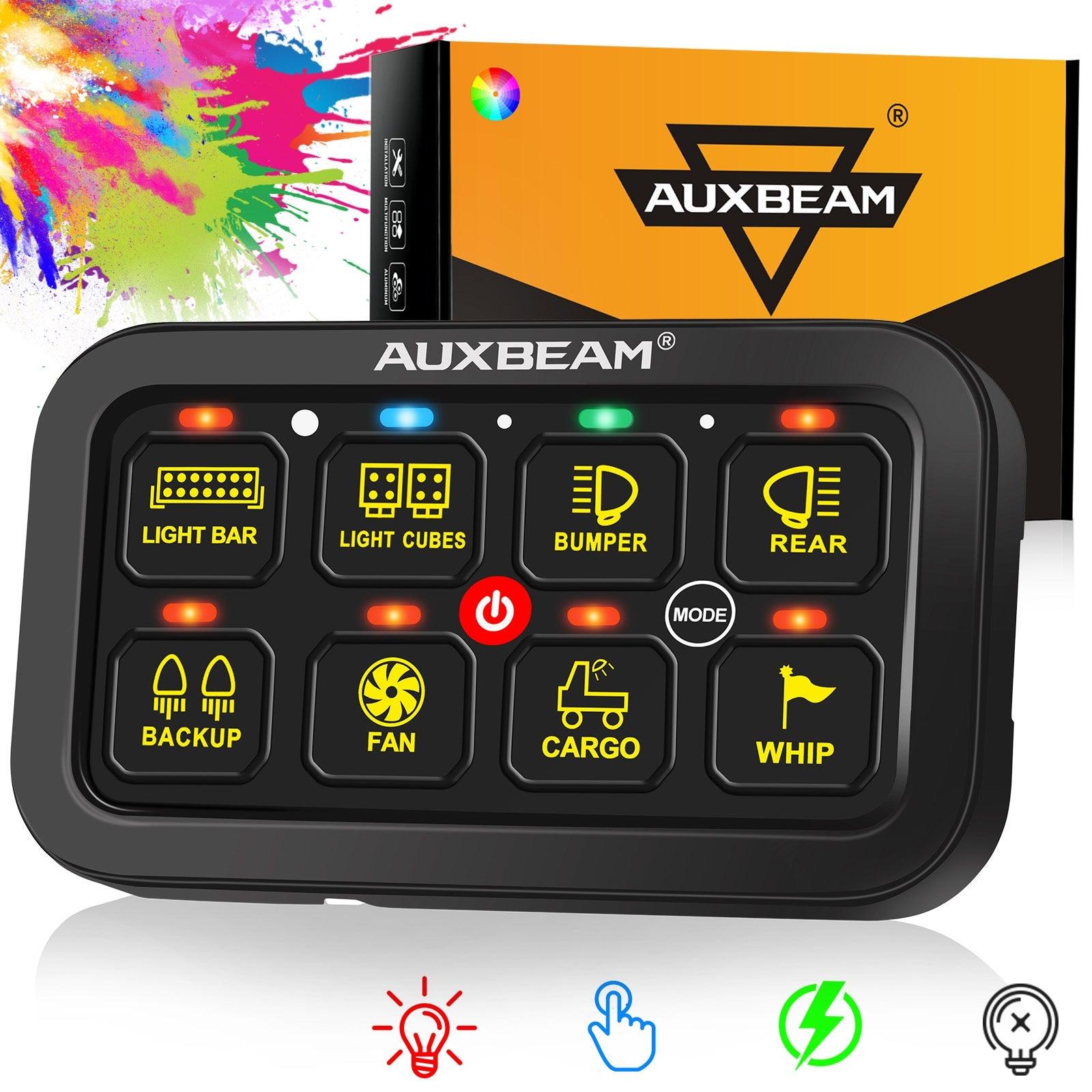 Auxbeam RGB Series 8 Gang (RB80) Switch Panel, Toggle/ Momentary/ Pulsed Mode Supported (Two-Sided Outlet)