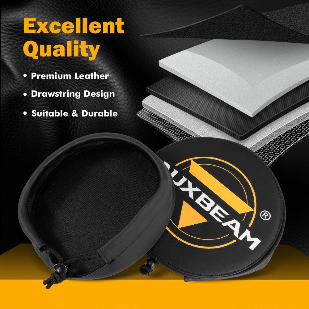 Auxbeam 9" Round LED Light Covers – Black Leather Style (2-Pack)
