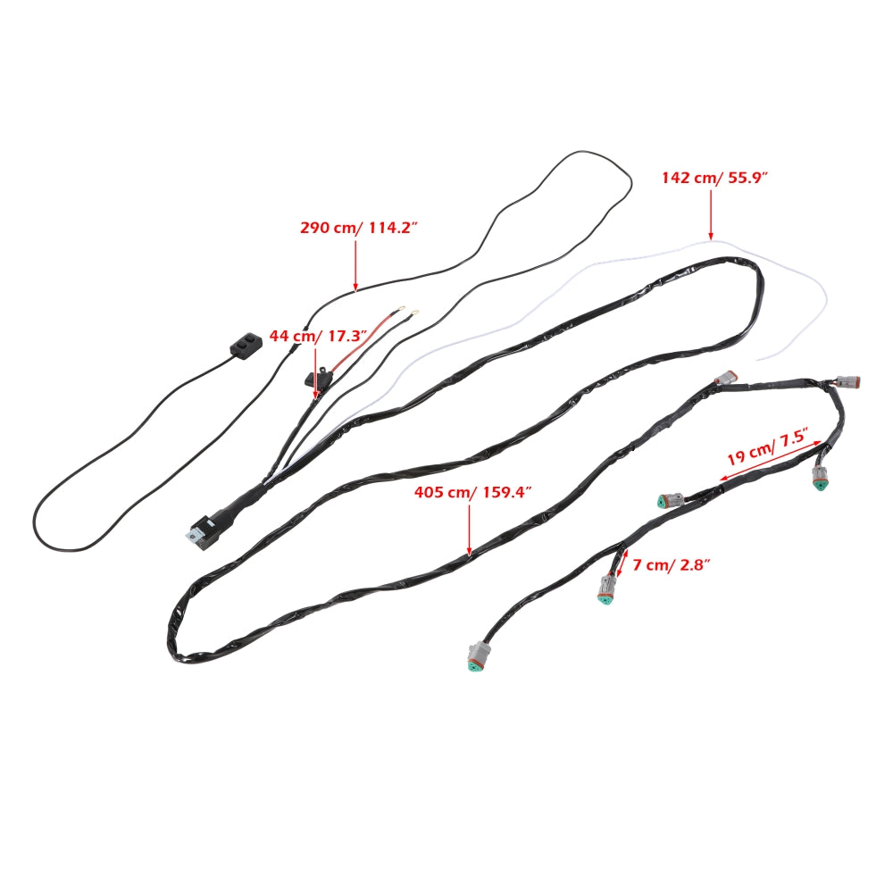 Auxbeam Color Play RGB Series 6-LED Pod Light Wiring Harness Kit – 3-Pin DT Plug