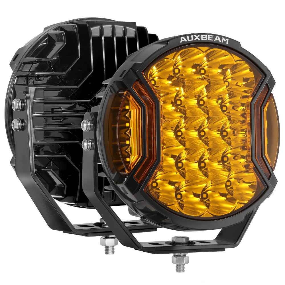 Auxbeam V-ULTRA Series 9" LED Side Shooter Driving Lights – 300W, Amber, Amber DRL