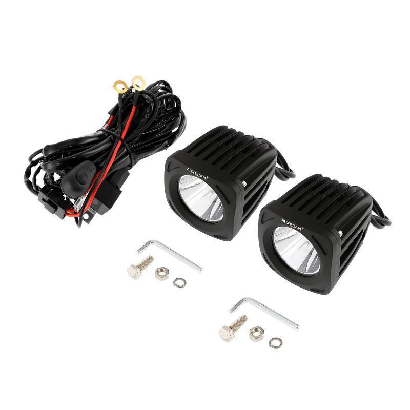 Auxbeam 3.5" 50W LED Driving Lights – Round/Square Combo Beam, White/Yellow, with Wiring Harness for SUV, ATV, UTV, Trucks, Pickup & Boat