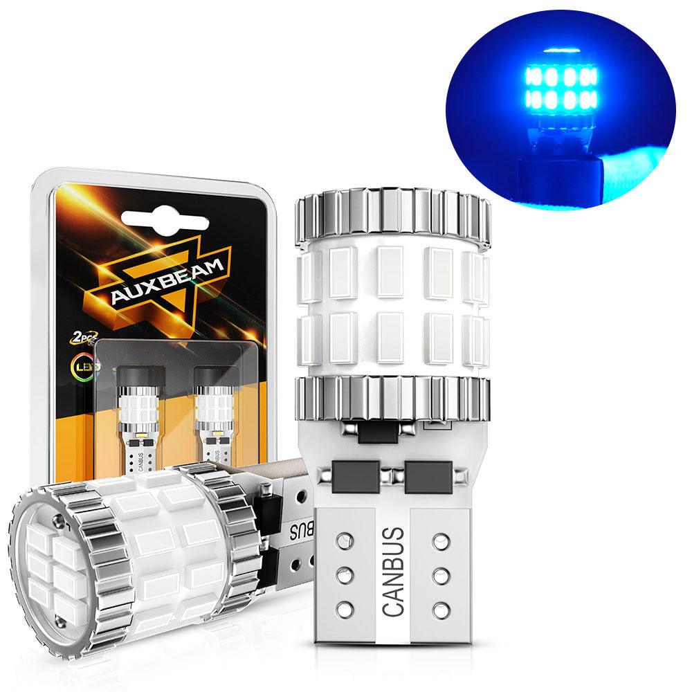 Auxbeam 168 / 2825 W5W T10 LED Bulbs – B1 Series, 3W, Blue, 400% Brighter, CANBUS Error-Free, License Plate / Side Marker / Interior Lights (2 Pack)