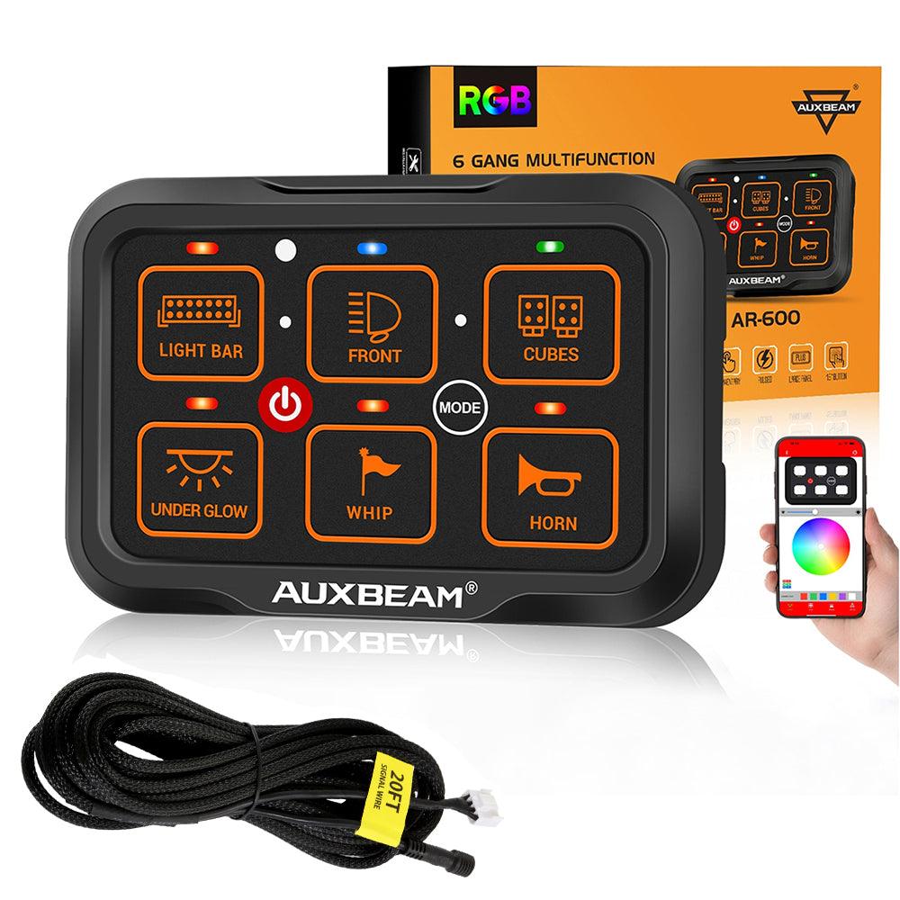 Auxbeam AR Series AR-600 6-Gang RGB Switch Panel – App Control, Toggle/Momentary/Pulsed, One-Side Output