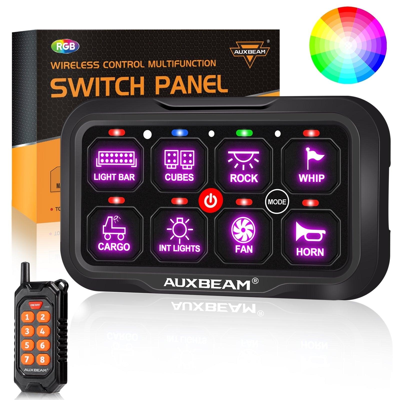 Auxbeam RC Series RC-800 RGB Switch Panel – Remote Control, Toggle/Momentary/Pulsed, One-Sided Outlet