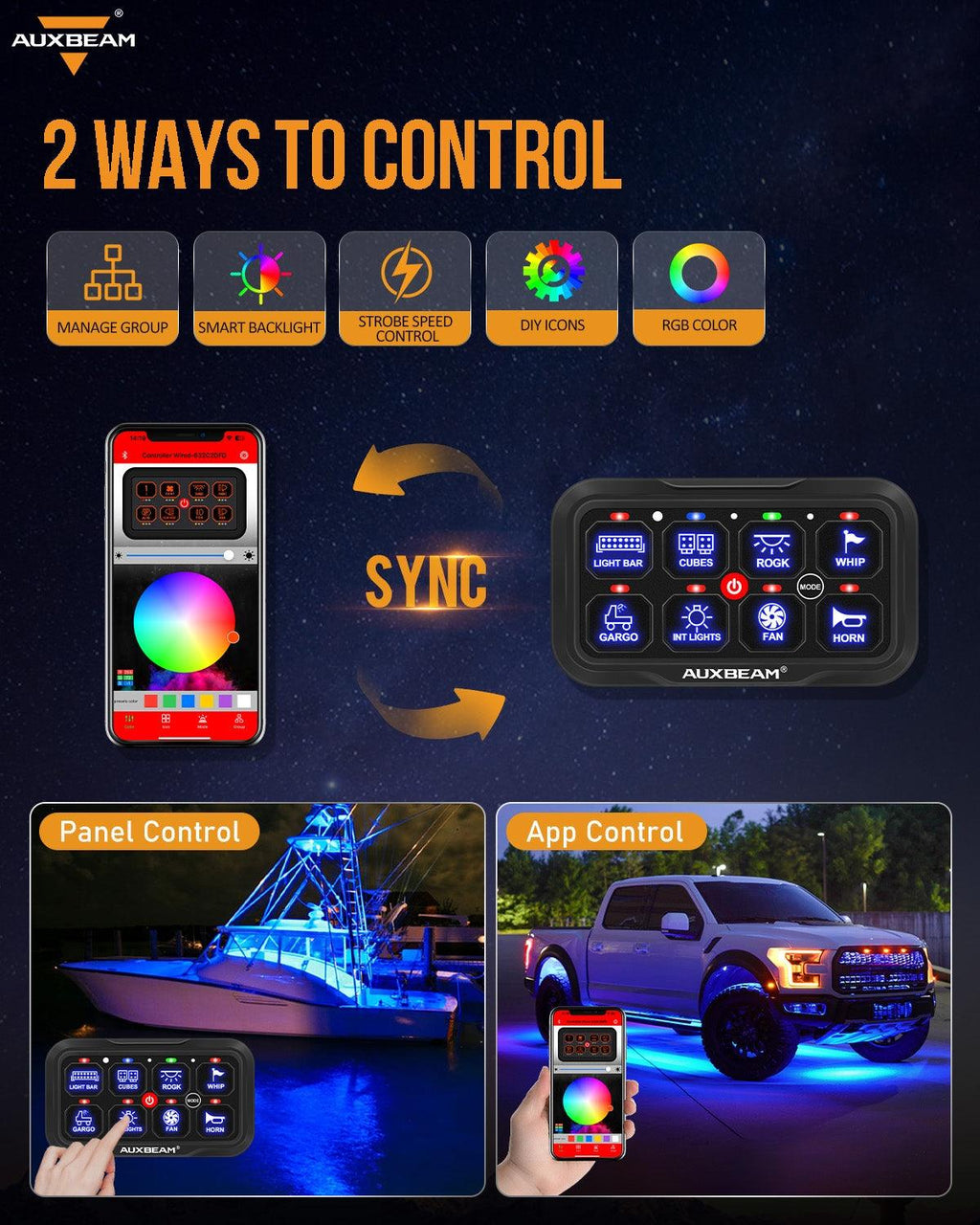 Universal Led Bar Control Module Auxbeam Off Road Light Switch Panel, Off Road Light Bar Controller