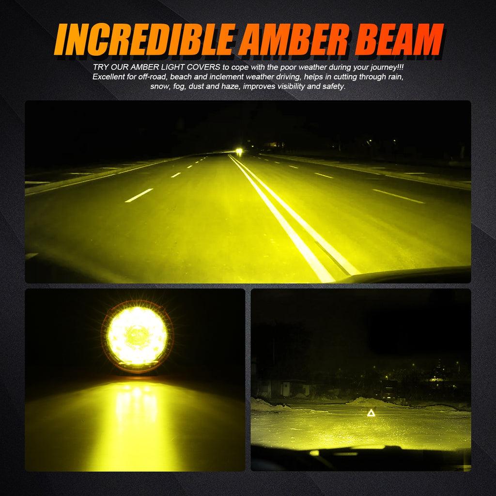 Auxbeam 7" 240W Round LED Driving Lights – Off-Road Spot Beam with DRL, Amber/Black Covers Optional for SUV, ATV, UTV, Truck & Boat (2 Pack)
